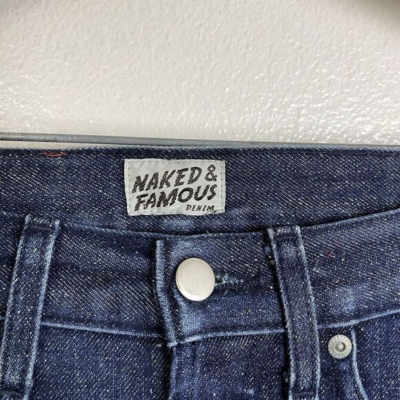 Naked Famous Skinny Guy 28 Mens Selvedge Multicolor Fill Paint Distressed 36" - Picture 5 of 15